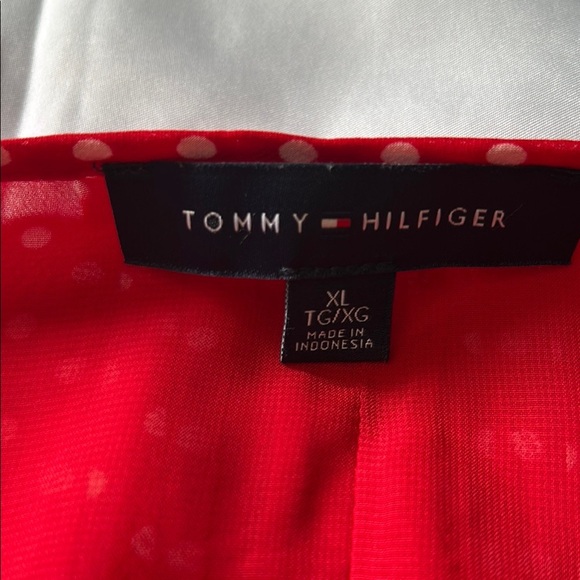 Tommy Hilfiger Red 3/4 Sleeve Blouse with Peter Pan Collar - Picture 2 of 6